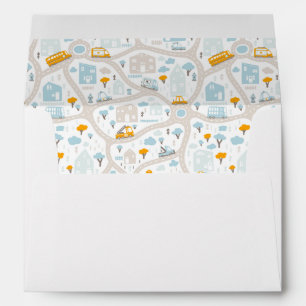 Cute Pastel Neighborhood Map Pattern Envelope