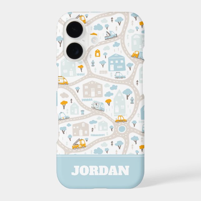 Cute Pastel Neighborhood Map Pattern iPhone Case (Back)