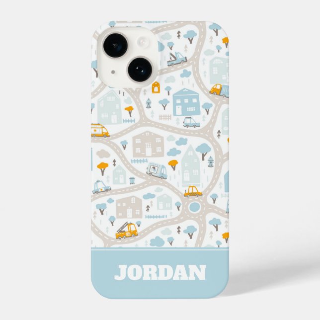 Cute Pastel Neighborhood Map Pattern iPhone Case (Back)