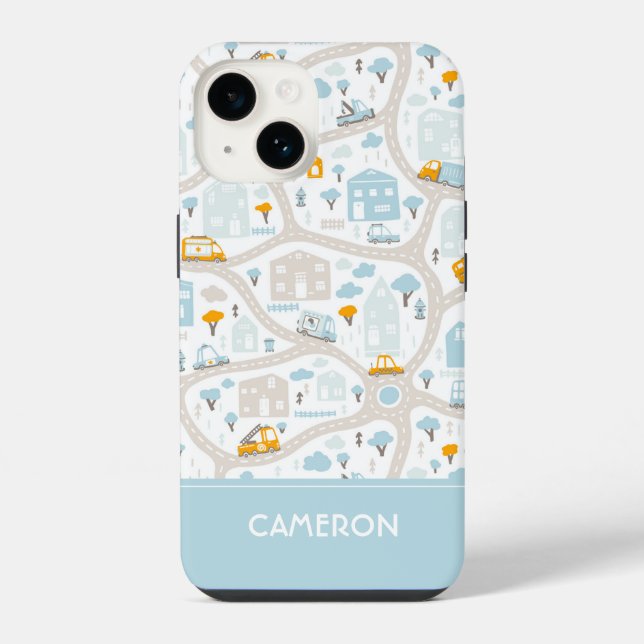 Cute Pastel Neighborhood Map Pattern Iphone Case (Back)