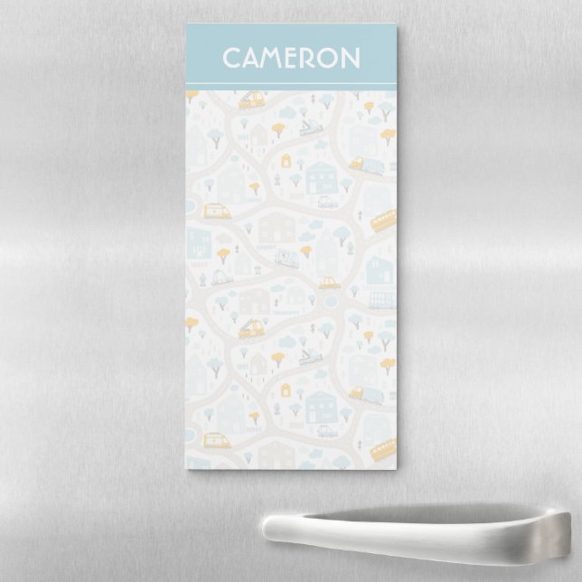 Cute Pastel Neighborhood Map Pattern Magnetic Notepad (In Situ)