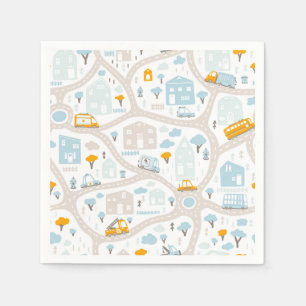 Cute Pastel Neighborhood Map Pattern Napkins
