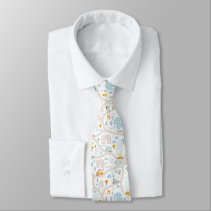 Cute Pastel Neighborhood Map Pattern Neck Tie