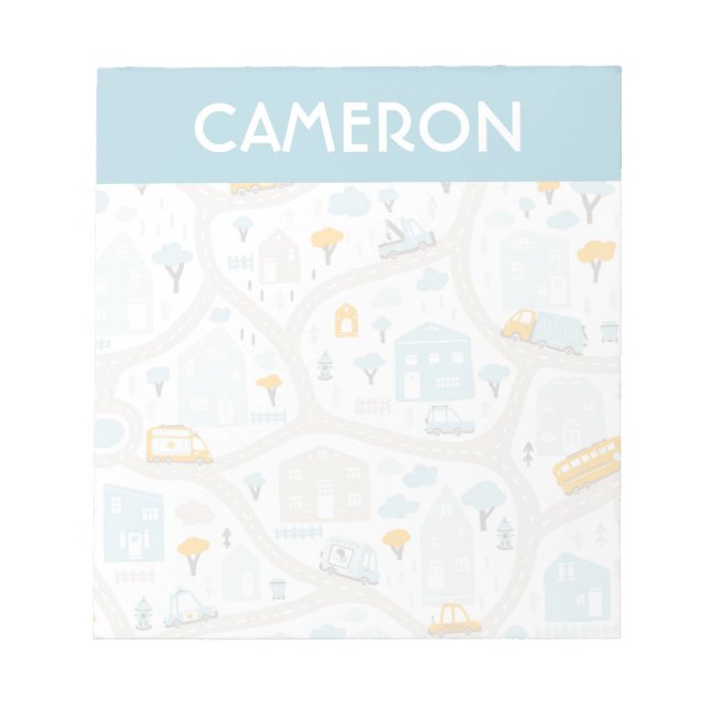 Cute Pastel Neighborhood Map Pattern Notepad (Front)