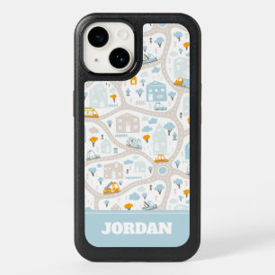 Cute Pastel Neighborhood Map Pattern OtterBox iPhone 14 Case