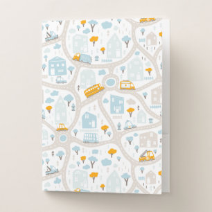 Cute Pastel Neighborhood Map Pattern Pocket Folder