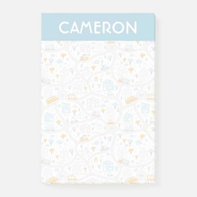 Cute Pastel Neighborhood Map Pattern Post-it Notes (Front)