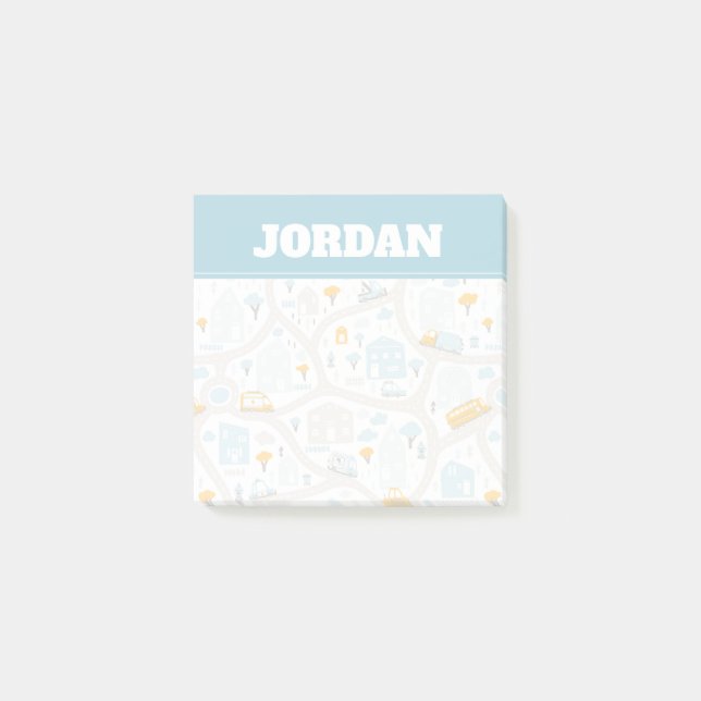 Cute Pastel Neighborhood Map Pattern Post-it Notes (Front)