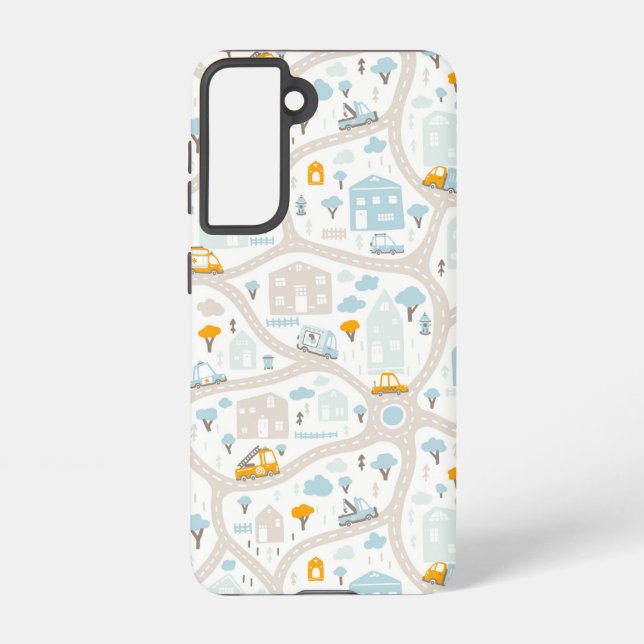 Cute Pastel Neighborhood Map Pattern Samsung Galaxy Case (Back)