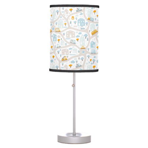 Cute Pastel Neighborhood Map Pattern Table Lamp