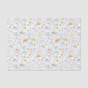 Cute Pastel Neighborhood Map Pattern Tissue Paper