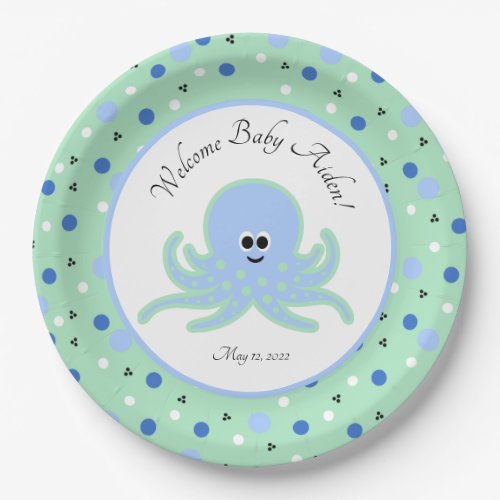 Cute Pastel Octopus Welcome Baby Paper Plates