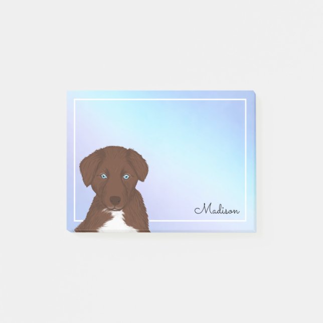 Cute Pastel Ombre Red Bi Aussie Name Post-it Notes (Front)