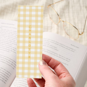 Cute Pastel Orange Gingham Pattern Bookmark