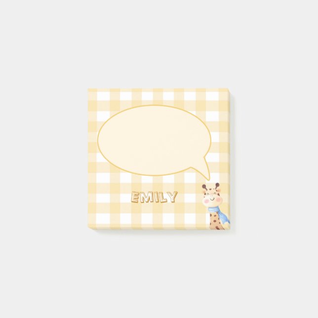 Cute Pastel Orange Gingham Pattern Notes (Front)