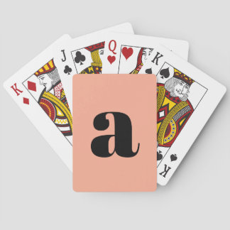 Cute Pastel Orange Monogram Retro Lettering Poker Cards