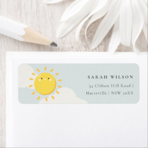 Cute Pastel Our Little Sunshine Blue Boy Address Label
