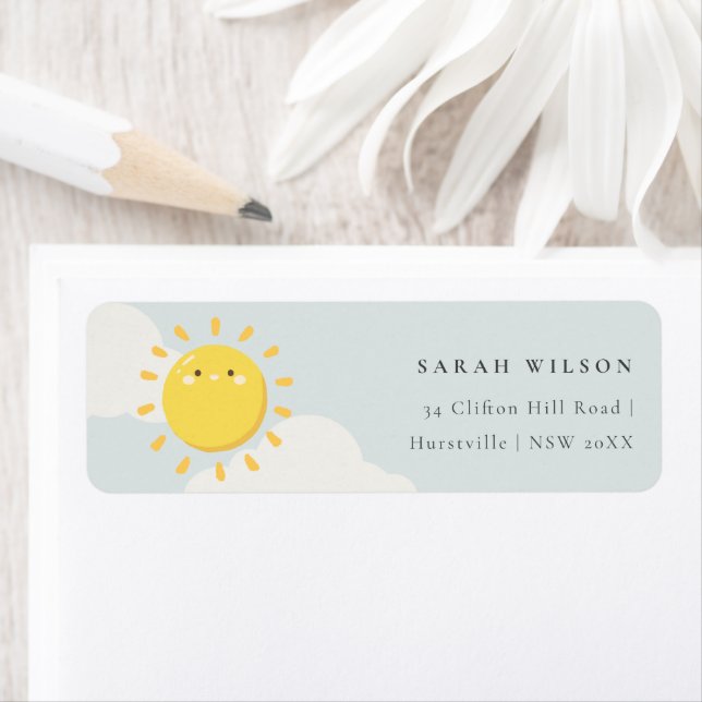 Cute Pastel Our Little Sunshine Blue Boy Address Label (Insitu)