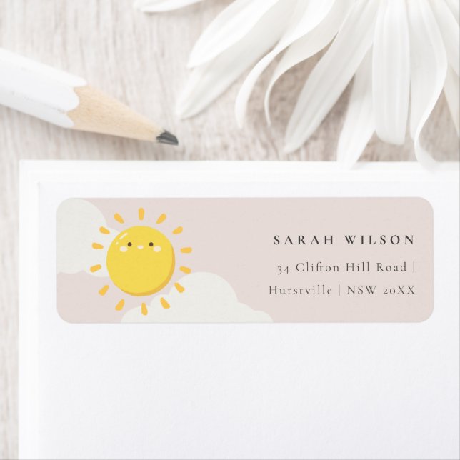Cute Pastel Our Little Sunshine Blush Girl Address Label (Insitu)