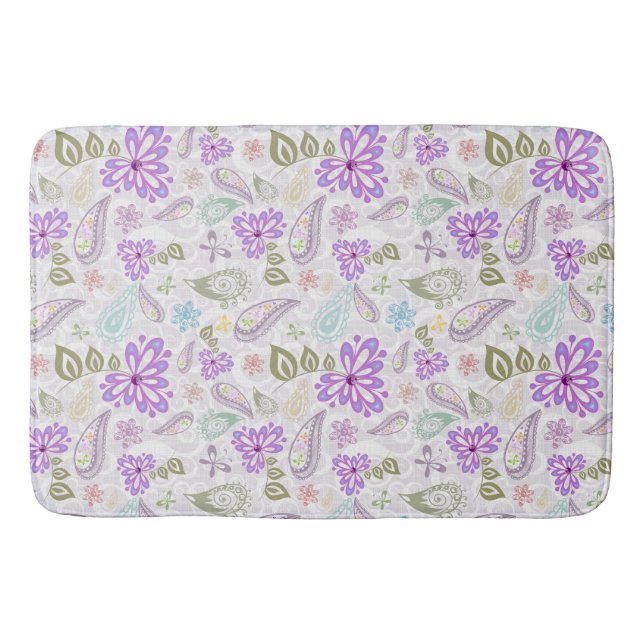 Cute pastel paisley patterns bath mat (Front)