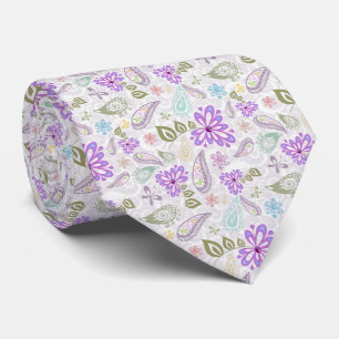 Cute pastel paisley patterns neck tie