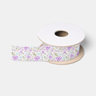Cute pastel paisley patterns satin ribbon
