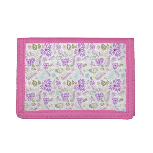 Cute pastel paisley patterns tri-fold wallet