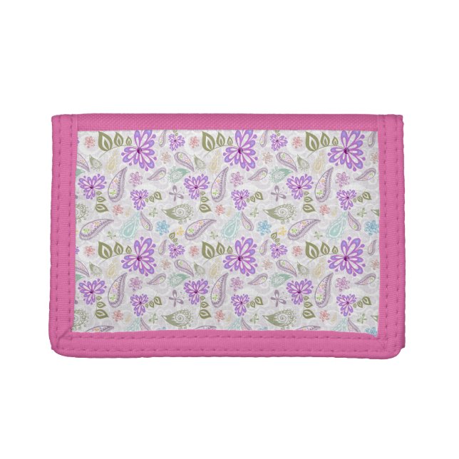 Cute pastel paisley patterns tri-fold wallet (Front)