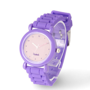 Cute Pastel Pale Pink and Royal Purple Name Watch