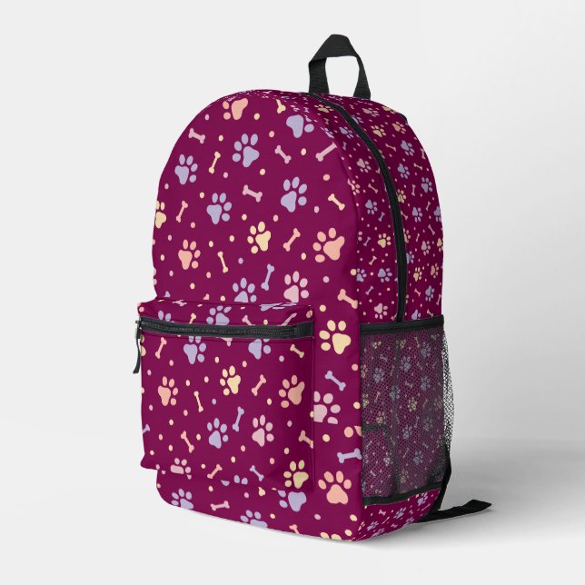 Cute Pastel Paw Print  Printed Backpack (Back Corner Right)