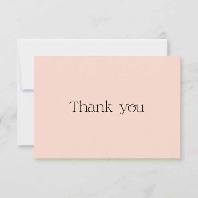 Cute Pastel Peach Typography Swash Thank You Card (Front)