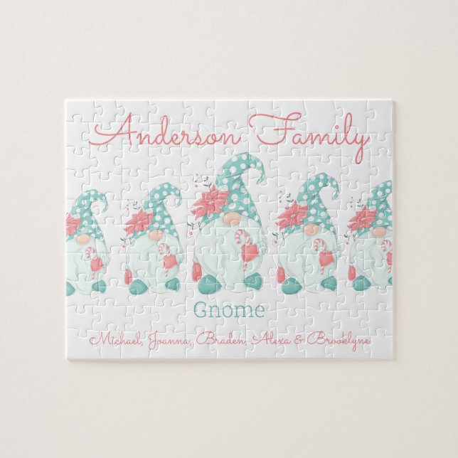 Cute Pastel Personalized Christmas Gnome Elf  Jigsaw Puzzle (Horizontal)