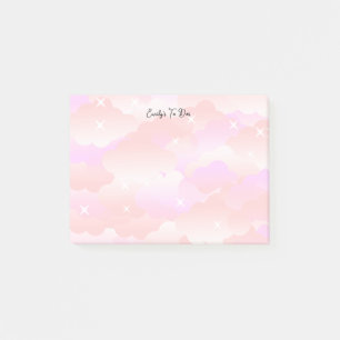 Cute Pastel Pink Aesthetic Cloud Stars Custom Post-it Notes