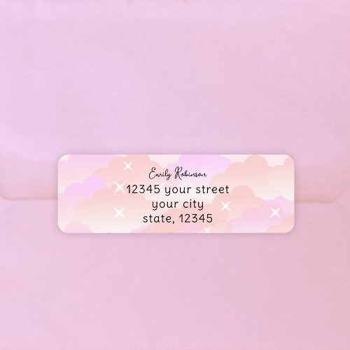 Cute Pastel Pink Aesthetic Clouds Return Address Label