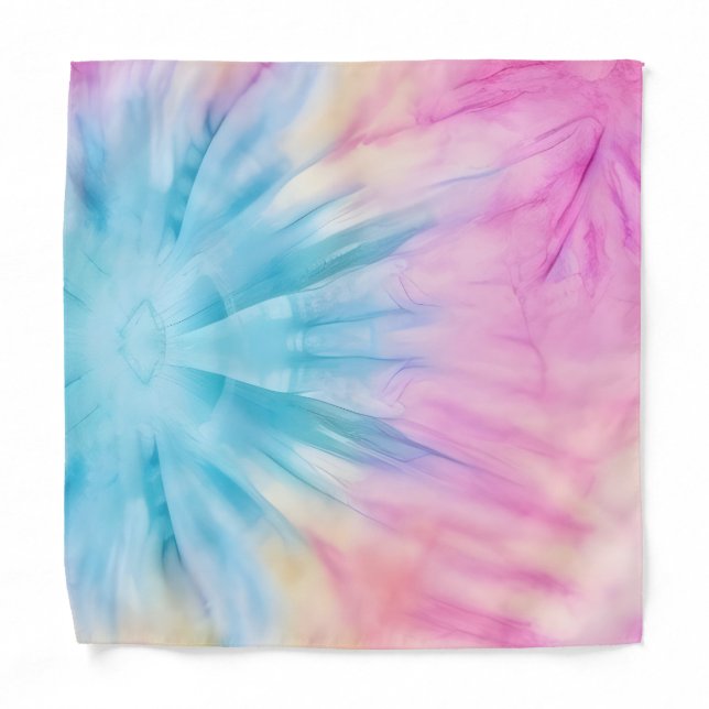 Cute Pastel Pink and Blue Tie Dye Bandana (Front)