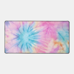Cute Pastel Pink and Blue Tie Dye Gaming  Desk Mat
