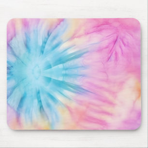 Cute Pastel Pink and Blue Tie Dye Mouse Pad