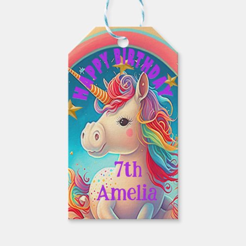 Cute Pastel Pink and Blue Unicorn Themed Party  Gift Tags