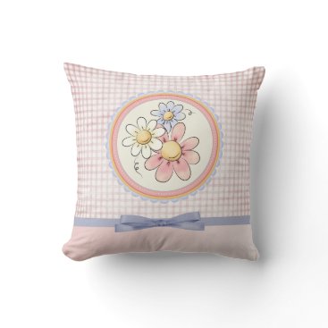 cute pastel pink and purple floral design throw pillow