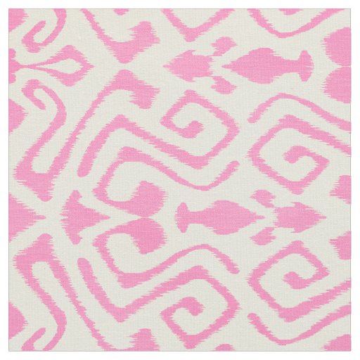 Cute pastel pink and yellow ikat tribal patterns fabric