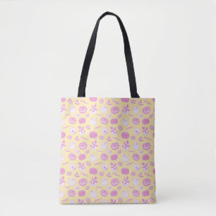 Cute Pastel Pink and Yellow Spooky Halloween Tote Bag