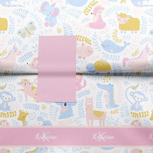 Cute Pastel Pink Animal Monogram Girl Baby Shower Tissue Paper