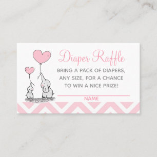 Cute Pastel Pink Baby and Mom Elephant with Hearts Calling Card