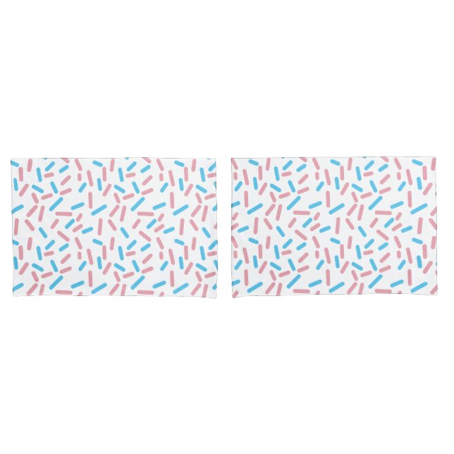 Cute Pastel Pink Blue Geometric Pattern Pillow Case (Front-Set)