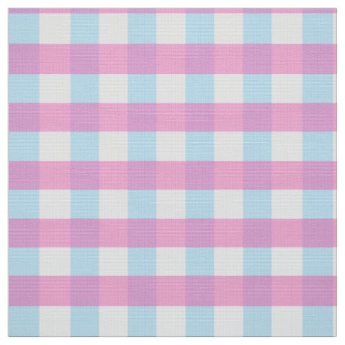 Cute Pastel Pink Blue Gingham Check Fabric