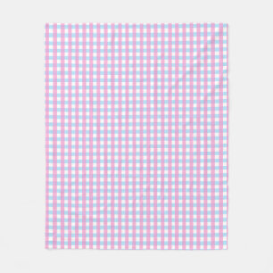 Cute Pastel Pink Blue Gingham Check Fleece Blanket