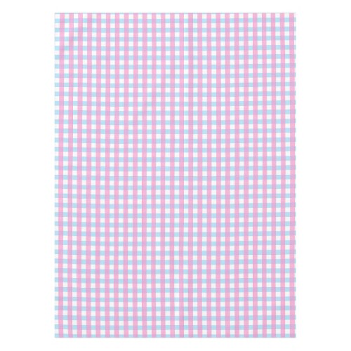 Cute Pastel Pink Blue Gingham Check Tablecloth