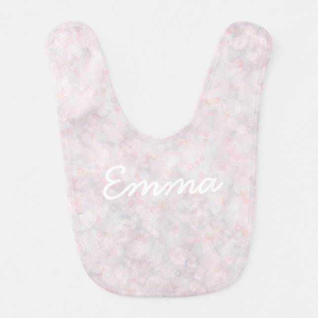 Cute Pastel Pink Bokeh Baby Bib (Front)