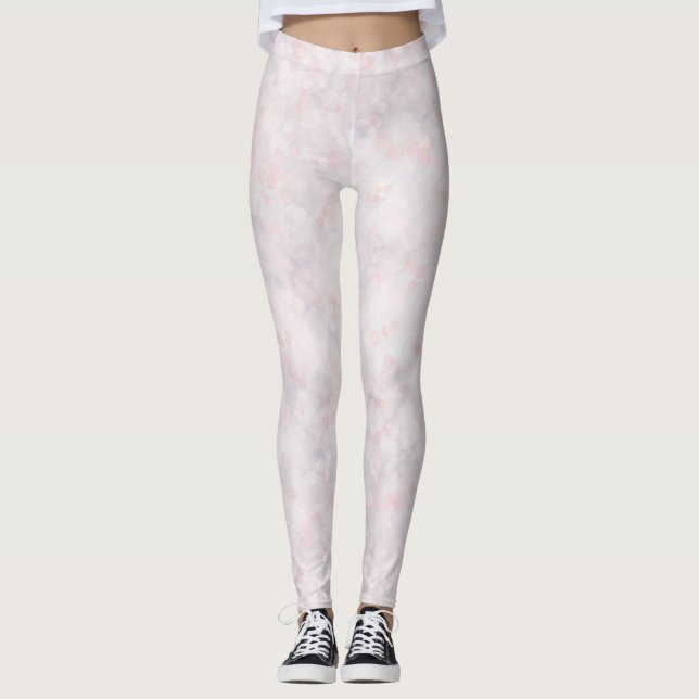 Cute Pastel Pink Bokeh Leggings (Front)