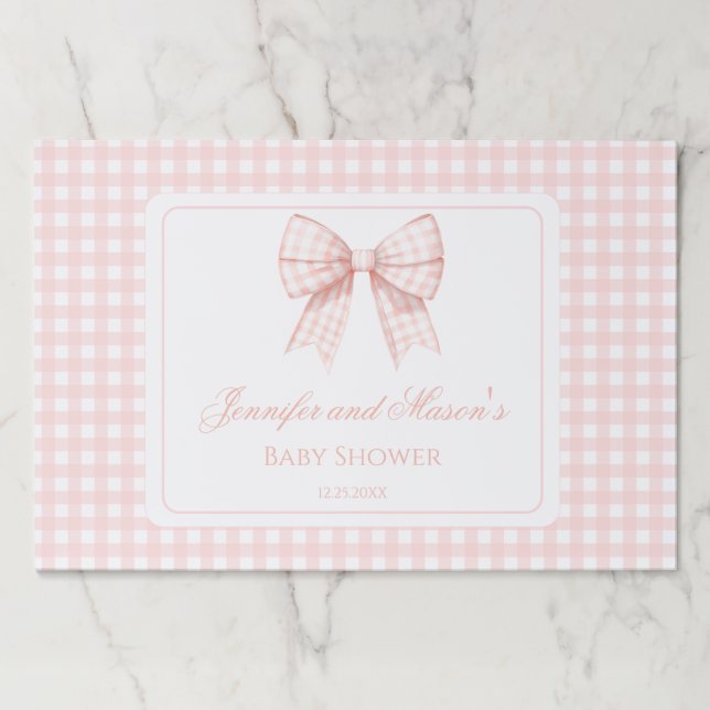 Cute pastel pink bow preppy baby girl shower  paper pad (Front)